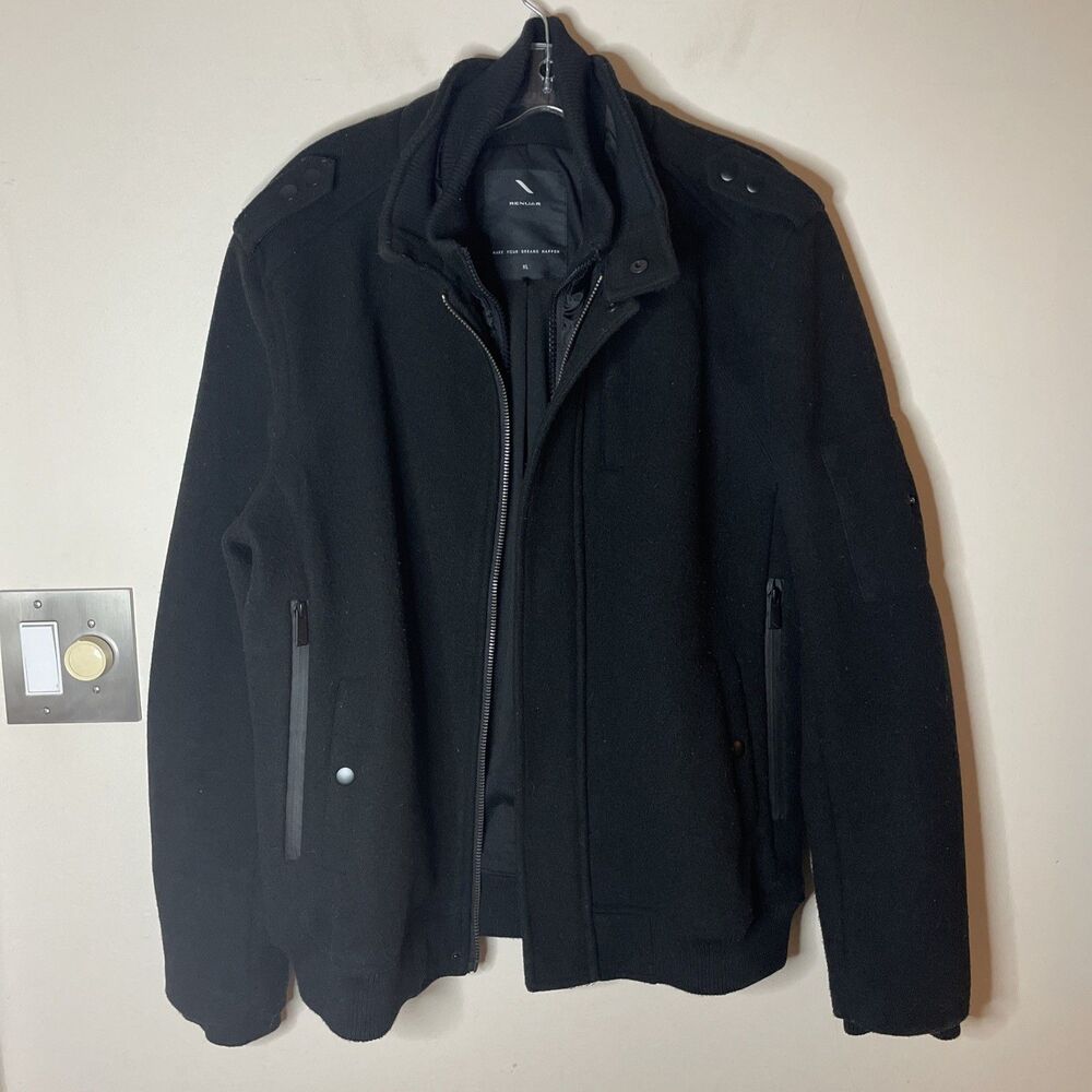 Renuar Men’s Jacket Coat XXL Black zip with removable liner